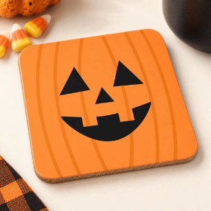 Blij Oranje Jack o Lantern Lachend Gezicht Bier Onderzetter