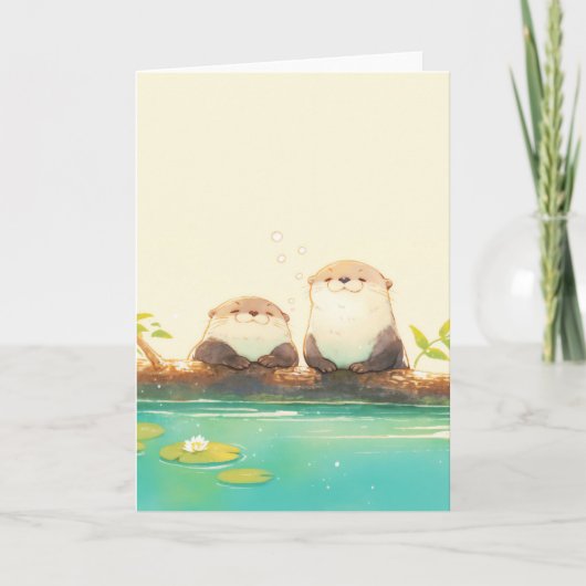 Blij Otter Duo bij het Water Kaart (Voorkant)