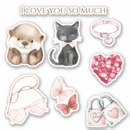 Blij Otter Kat Houd Van Jou Zo Veel Sticker (Voorkant)