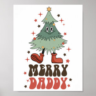 Blij papa Retro Kerstboom Gezicht Groovy Match Poster