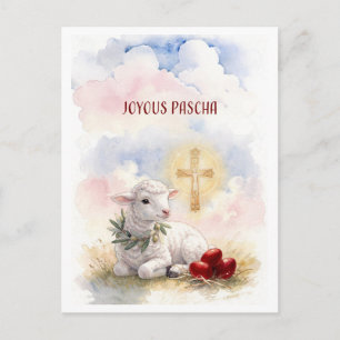 Blij Pascha Lam, Rode Eieren en Kruis Briefkaart