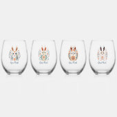 Blij Påsk! Scandinavische konijnen Wijnglas Zonder Voet (Achterkant)