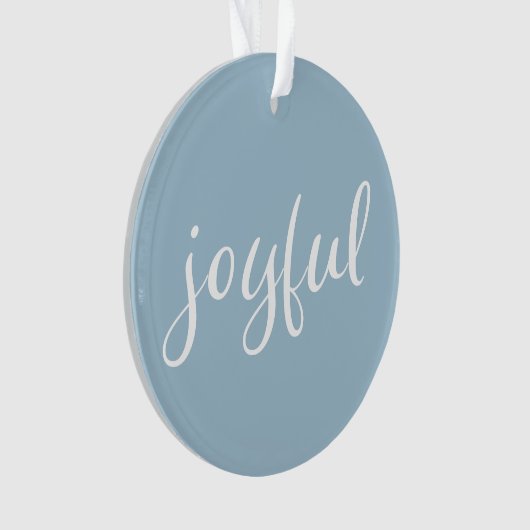 Blij Pastelblauw Schrift Kerstvakantie Ornament (voorkant)