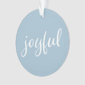 Blij Pastelblauw Schrift Kerstvakantie Ornament (voorkant)