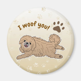 Blij Pekingese-hondliefhebber Ik Woefoe Jou Pootje Magneet