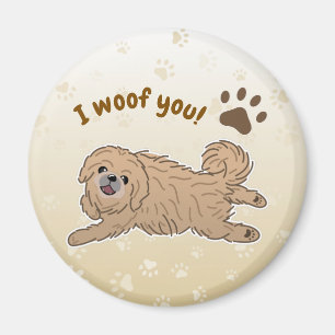 Blij Pekingese-hondliefhebber Ik Woefoe Jou Pootje Magneet