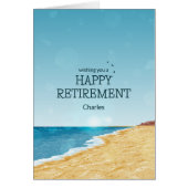 Blij pensioen kaart met strand (Voorkant)