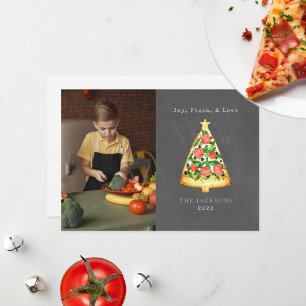 Blij Pizza Liefde Krijtbord Foto Feestdagenkaart