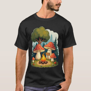 Blij Positieve Paddenstoelen Kampvuur Retro 70s Il T-shirt
