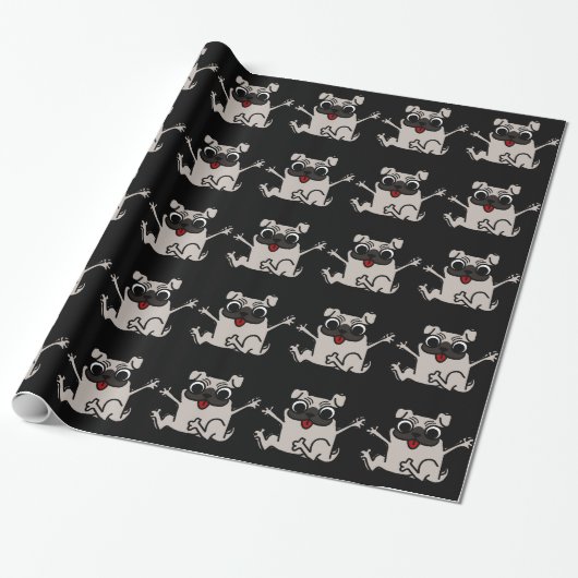 Blij Pug Cadeaupapier (Uitgerold)