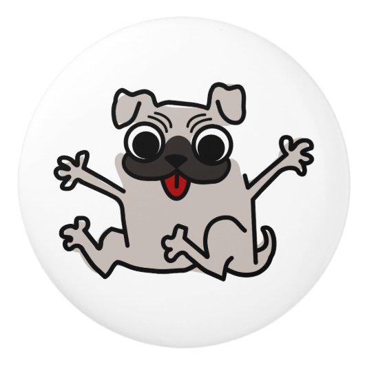 Blij Pug Keramische Knop (Voorkant)