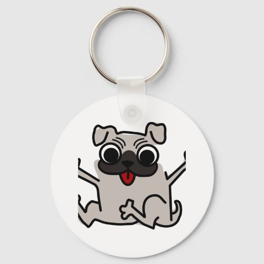 Blij Pug Sleutelhanger (Voorkant)