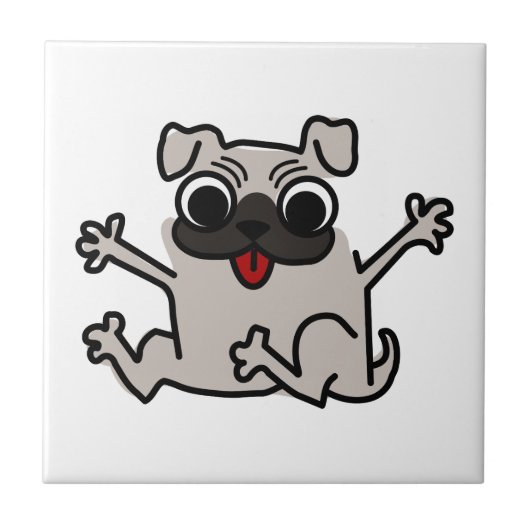 Blij Pug Tegeltje (Voorkant)