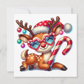Blij rendier ontspant met zuurstok feestdagenkaart (Voorkant)