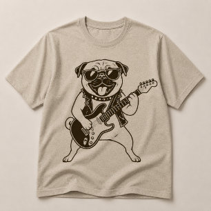 Blij Rockster Pugs hond die elektrische gitaar spe T-shirt