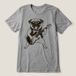 Blij Rockster Pugs hond die elektrische gitaar spe Tri-Blend Shirt