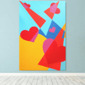 Blij Rood Hart Abstract Print (Insitu (Houten vloer))