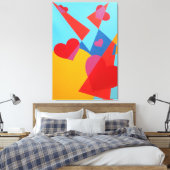 Blij Rood Hart Abstract Print (Insitu (Slaapkamer))