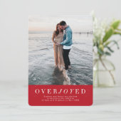 Blij rood vakantie zwangerschapsaankondiging save the date (Staand voorkant)