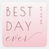 Blij Roze Typografische Groet Vierkante Sticker (Voorkant)