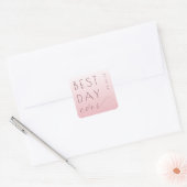 Blij Roze Typografische Groet Vierkante Sticker (Envelop)