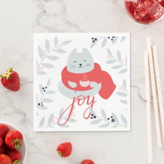 Blij. Schattigee kerstkat / wintervakantiedier Servet (Insitu)