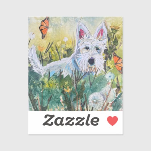 Blij Scottie in een veld Sticker (Vel)