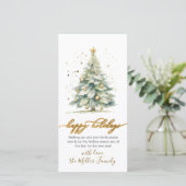 Blij script kerstboom zonder foto's Nieuwjaarsboom Feestdagenkaart (Staand voorkant)