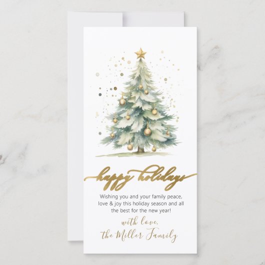 Blij script kerstboom zonder foto's Nieuwjaarsboom Feestdagenkaart (Voorkant)