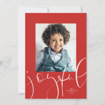 Blij script modern rood één foto Kerstmis