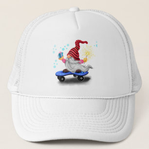 Blij skaterkabouter met cadeaus en vonken - Grappi Trucker Pet
