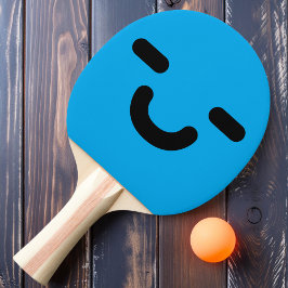 Blij Smiley Gezicht Blauwe Ping Pong Paddle Tafeltennisbatje