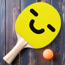 Blij Smiley Gezicht Gele Ping Pong Batje