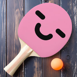 Blij Smiley Gezicht Licht Roze Ping Pong Batje