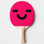 Blij Smiley Gezicht Roze Ping Pong Batje (Voorkant)
