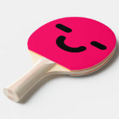 Blij Smiley Gezicht Roze Ping Pong Batje (Voorkant Gekanteld)