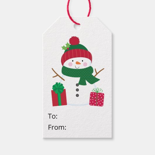 Blij Sneeuwman Cadeaubijsluiters Cadeaulabel (Voorkant)