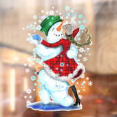 Blij Sneeuwman en meisje dansen Tango vrolijk kers Raamsticker (Vel 2)