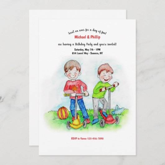 Blij spelende jongens kaart (Voorkant / Achterkant)