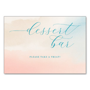 Blij Teal Waterverf Dessert Bar Bordje Kaart