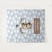 Blij teddybeer piloot babyshower fotobanner wandkleed (Voorkant (horizontaal))