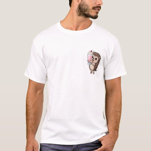 Blij tekenfilm egel vasthoudend t-shirt (Voorkant)