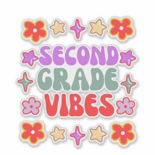 Blij terug naar school, 2e klas vibes sticker (Voorkant)