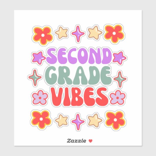 Blij terug naar school, 2e klas vibes sticker (Vel)
