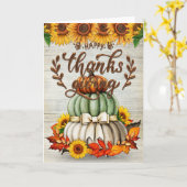 Blij Thanksgiving Stapel Pompoenen Kaart (Gele Bloem)