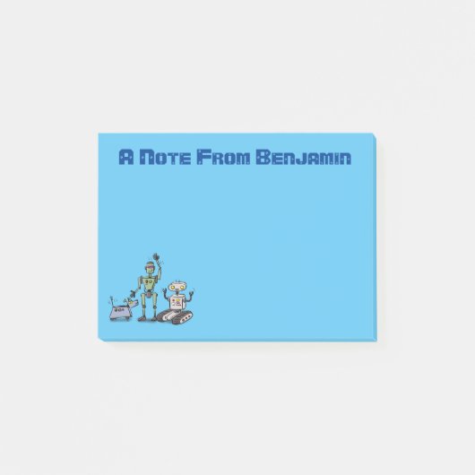 Blij trio cartoon robots met een lieve uitstraling post-it® notes (Voorkant)