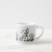 Blij trio van cute robots cartoon espresso kop (Rechts)