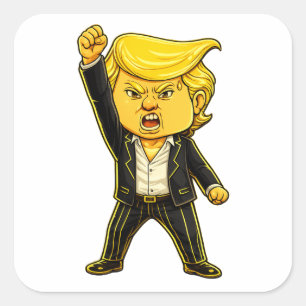Blij Trump Grappige Trump Gevecht Gevecht Boze Tru Vierkante Sticker