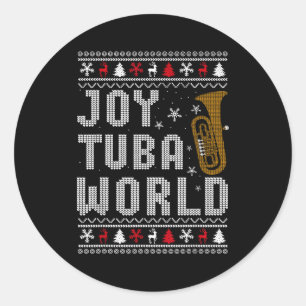 Blij Tuba Wereld Grappige Muziek Liefhebber Lelijk Ronde Sticker