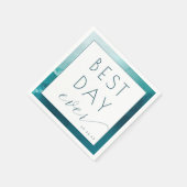 Blij Turquoise Waterverf Feest Servet (Hoek)